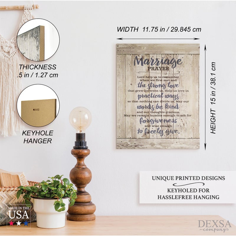 DEXSA Marriage Prayer Wood Plaque - Made in the USA - 11.75"x15" - Classy Frame Wall Hanging Decoration | Lord, Help us to Remember When we First met | Christian Family Religious Home Decor Saying - Image 4